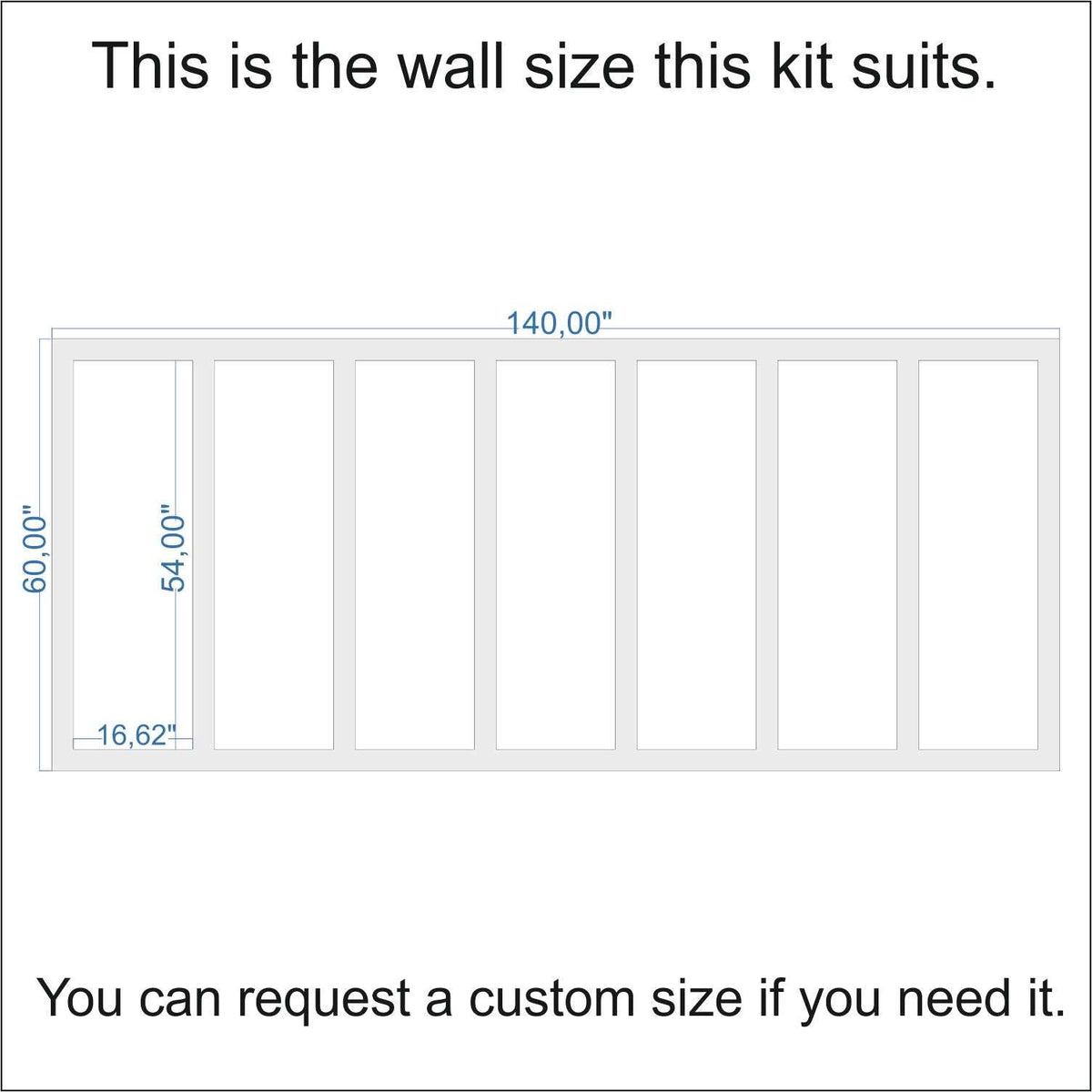 Wall size the Square Panel Wall Molding fits (custom sizes available)
