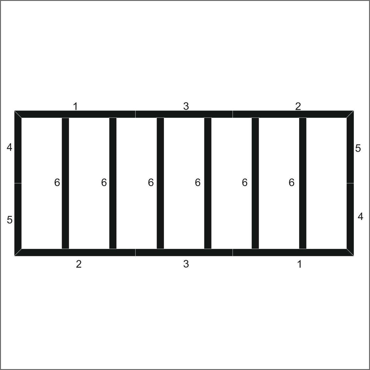 Square Panel Wall Molding layout drawing with frame dimensions