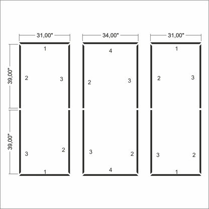 Wainscoting Wall Molding Kit layout drawing with frame dimensions