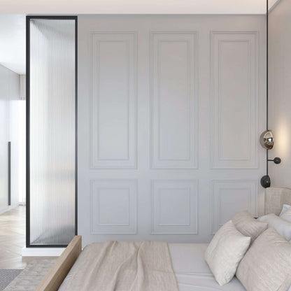 Accent Wall Molding Kit, white bedroom wall molding design behind the bed