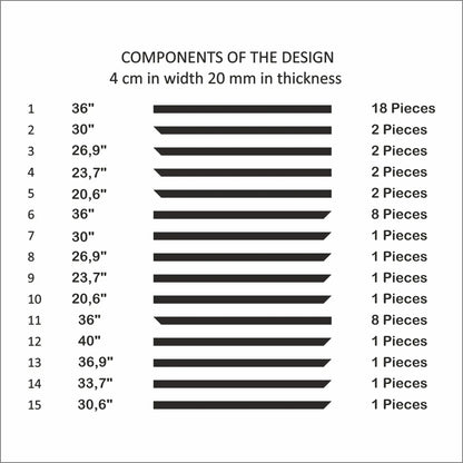 TV Media Wall Panels cut list: strip lengths and piece counts