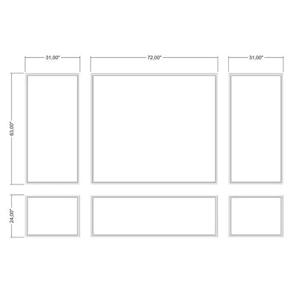 White Wall Molding Kit layout drawing with frame dimensions